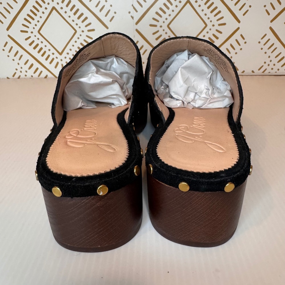 J Crew Dakota Suede Studded Wooden Clogs Mules Women Size 8.5 - Picture 6 of 9